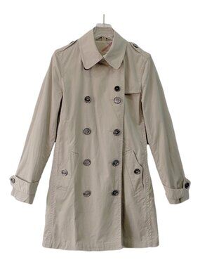 H32453 Burberry light khaki cotton lapel belted windbreaker jacket 38 M size